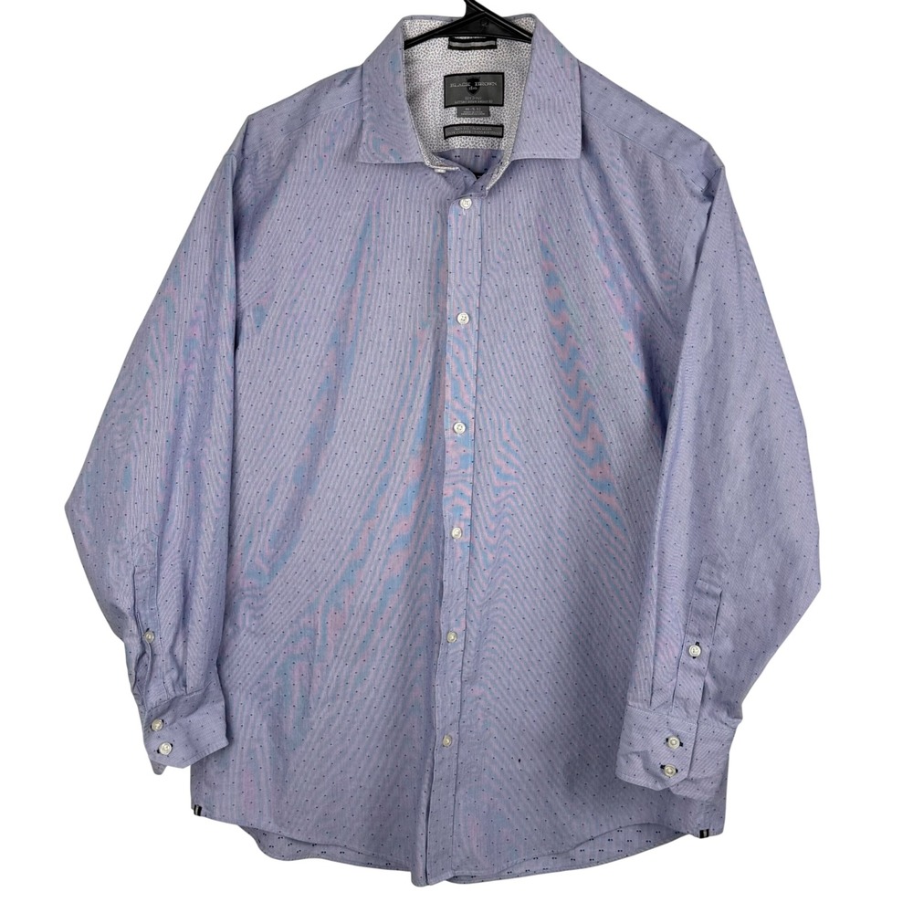 Black Brown 1826 Mens Slim Fit Non Iron Blue Dotted Dress Shirt 16.5 32